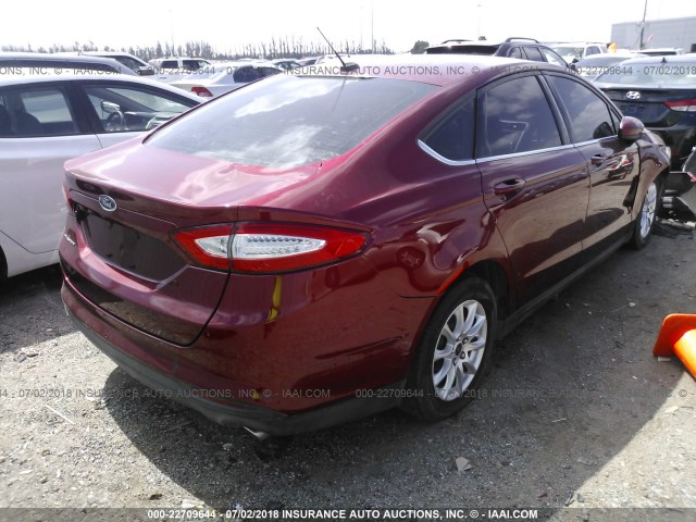 3FA6P0G73FR294906 - 2015 FORD FUSION S RED photo 4