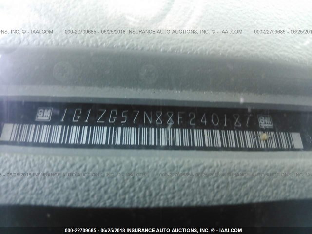 1G1ZG57N88F240187 - 2008 CHEVROLET MALIBU LS 银色 照片 9