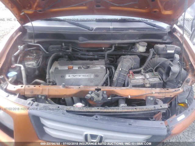 5J6YH28737L015586 - 2007 HONDA ELEMENT EX ORANGE photo 10