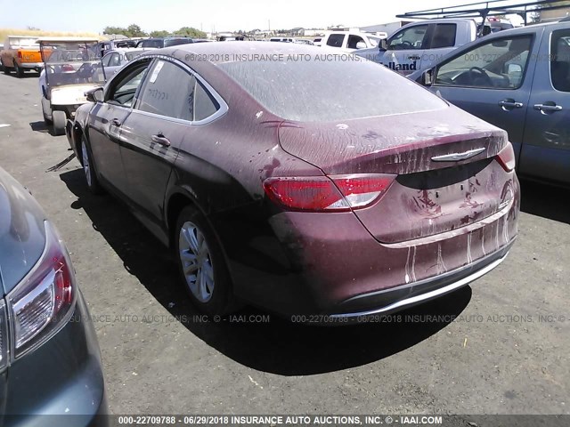 1C3CCCAB3GN122424 - 2016 CHRYSLER 200 LIMITED MAROON photo 3