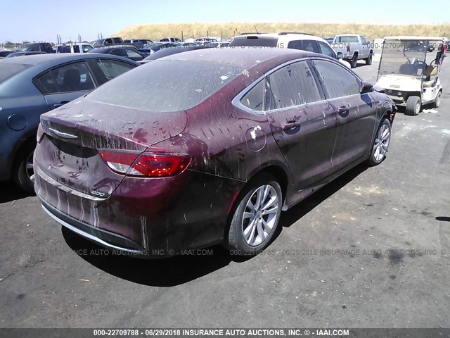 1C3CCCAB3GN122424 - 2016 CHRYSLER 200 LIMITED MAROON photo 4