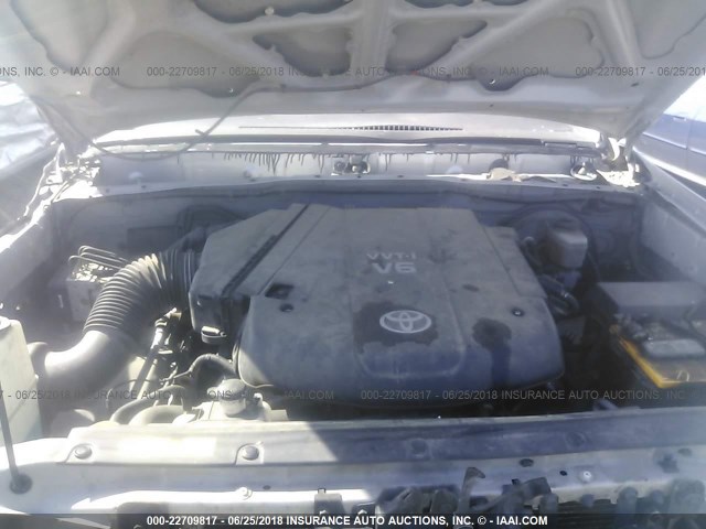 5TELU42N58Z545706 - 2008 TOYOTA TACOMA DOUBLE CAB ვერცხლისფერი ფოტო 10