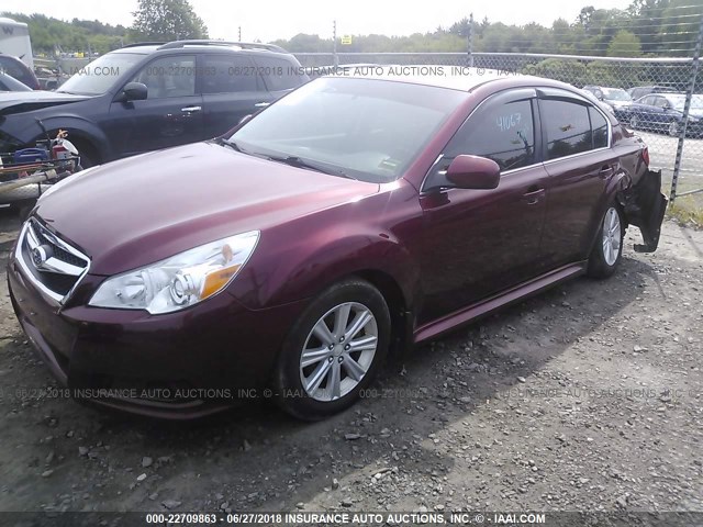 4S3BMBG64A3230806 - 2010 SUBARU LEGACY 2.5I PREMIUM MAROON photo 2