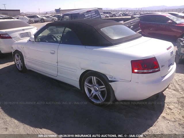 WAUAF48H37K033395 - 2007 AUDI A4 2.0T CABRIOLET WHITE photo 3