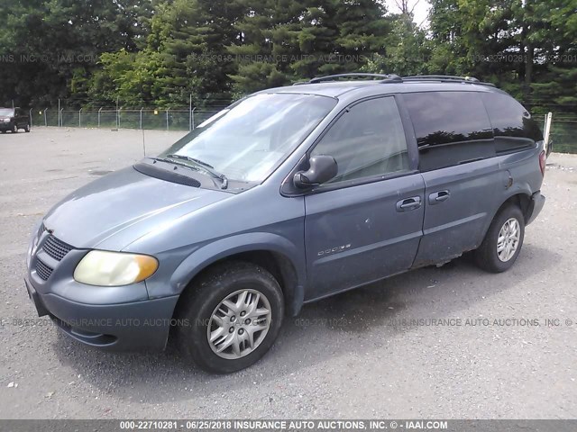 1B4GP45391B242888 - 2001 DODGE CARAVAN SPORT BLUE photo 2