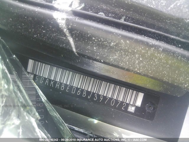 5GAKRBED6BJ397072 - 2011 BUICK ENCLAVE CXL 银色 照片 9