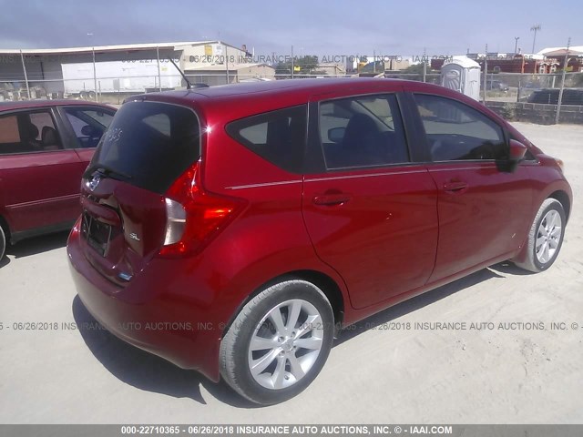 3N1CE2CP1FL414373 - 2015 NISSAN VERSA NOTE S/S PLUS/SV/SL/SR RED photo 4