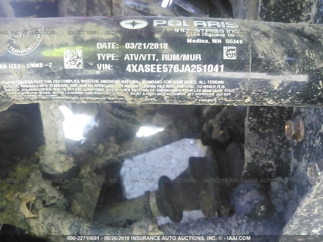 4XASEE576JA251041 - 2018 POLARIS SPORTSMAN 570 EPS 红色 照片 10