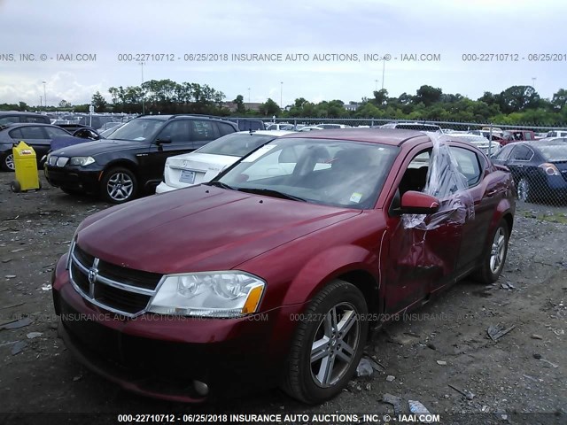 1B3CC5FB8AN231390 - 2010 DODGE AVENGER R/T RED photo 2