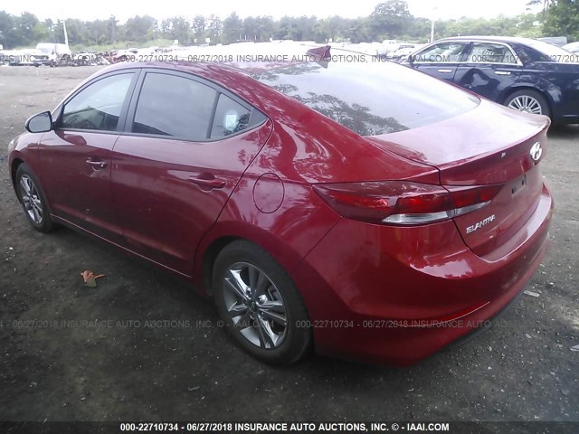 KMHD84LF8JU466525 - 2018 HYUNDAI ELANTRA SEL/VALUE/LIMITED RED photo 3