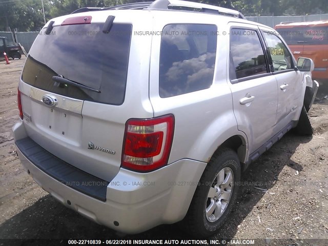 1FMCU59379KA28550 - 2009 FORD ESCAPE HYBRID SILVER photo 4