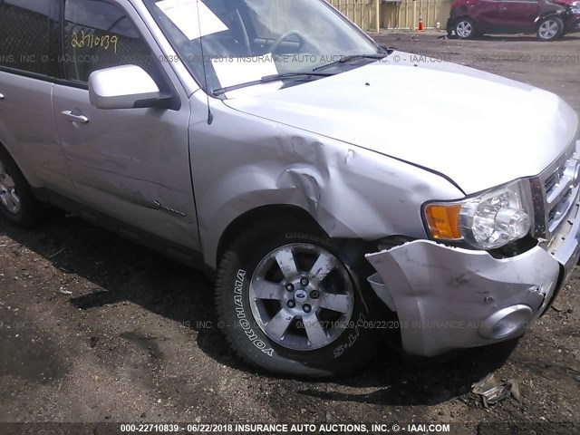 1FMCU59379KA28550 - 2009 FORD ESCAPE HYBRID SILVER photo 6