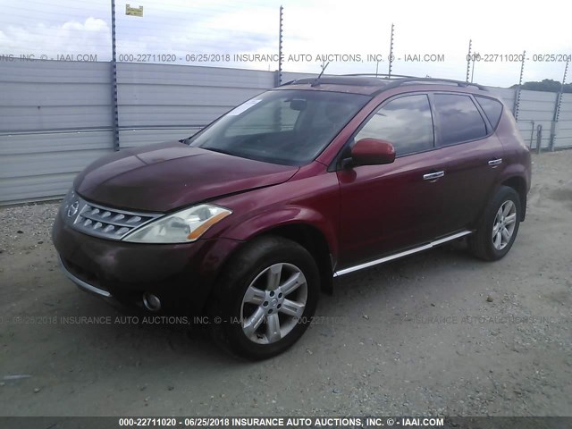 JN8AZ08T26W404954 - 2006 NISSAN MURANO SL/SE/S RED photo 2