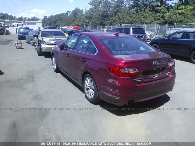 4S3BNAC68G3010624 - 2016 SUBARU LEGACY 2.5I PREMIUM RED photo 3