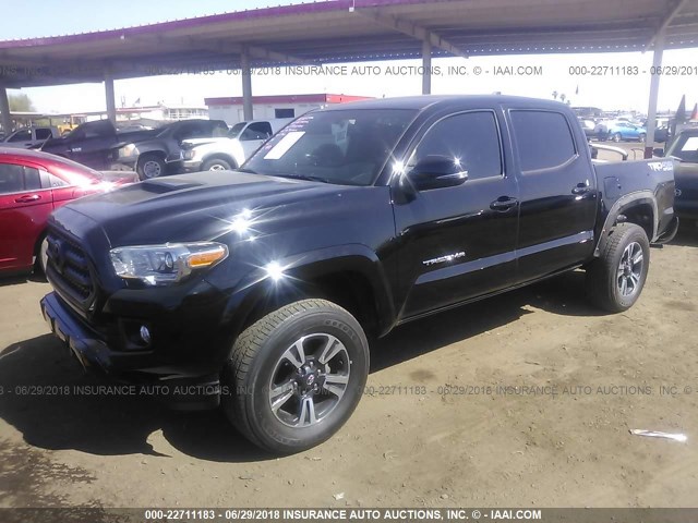 5TFCZ5AN5GX005562 - 2016 TOYOTA TACOMA DBL CAB/SR/SR5/TRD SPT/OR BLACK photo 2