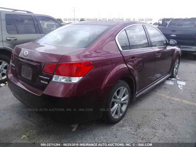 4S3BMBC62D3044210 - 2013 SUBARU LEGACY 2.5I PREMIUM MAROON photo 4