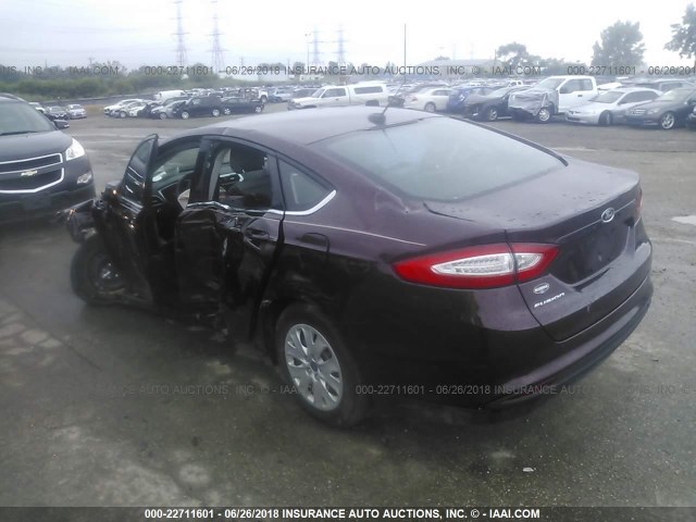 3FA6P0G76DR101838 - 2013 FORD FUSION S PURPLE photo 3