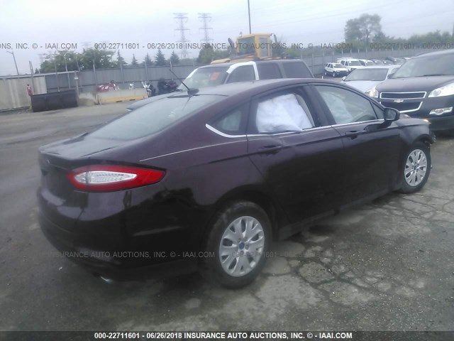 3FA6P0G76DR101838 - 2013 FORD FUSION S PURPLE photo 4