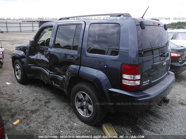 1J8GN28K08W241320 - 2008 JEEP LIBERTY SPORT BLUE photo 3