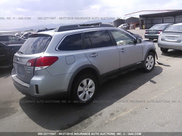 4S4BRBHC8B3447049 - 2011 SUBARU OUTBACK 2.5I PREMIUM SILVER photo 4