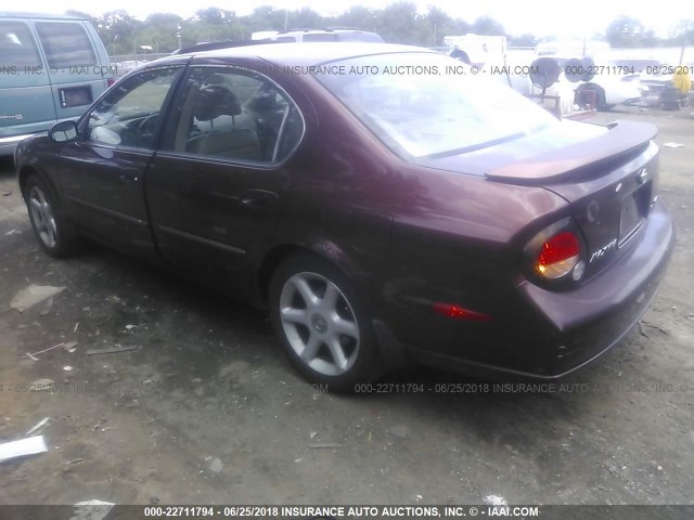 JN1CA31D6YT555819 - 2000 NISSAN MAXIMA GLE/GXE/SE BURGUNDY photo 3