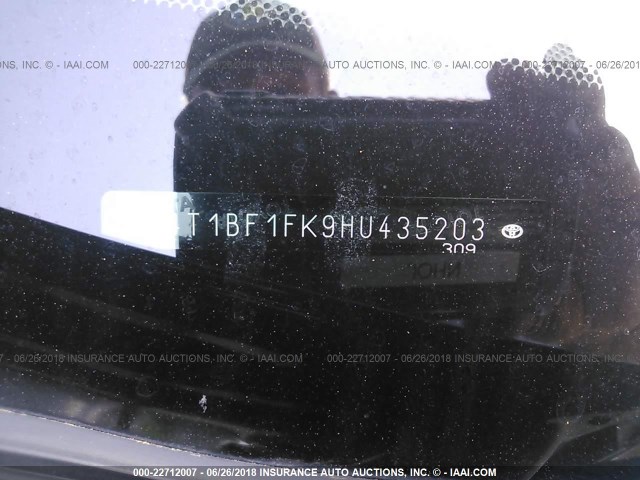 4T1BF1FK9HU435203 - 2017 TOYOTA CAMRY LE/XLE/SE/XSE BLACK photo 9