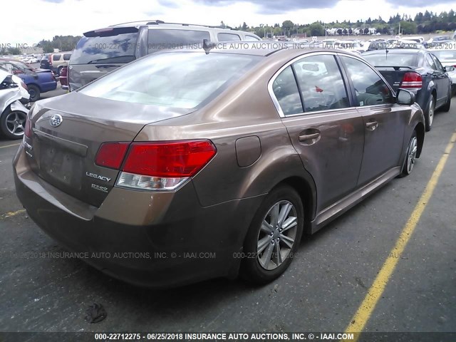 4S3BMBH62B3219111 - 2011 SUBARU LEGACY 2.5I PREMIUM BROWN photo 4