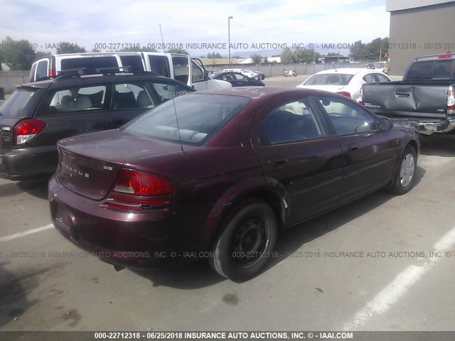 1B3EL46X62N277588 - 2002 DODGE STRATUS SE PLUS MAROON photo 4