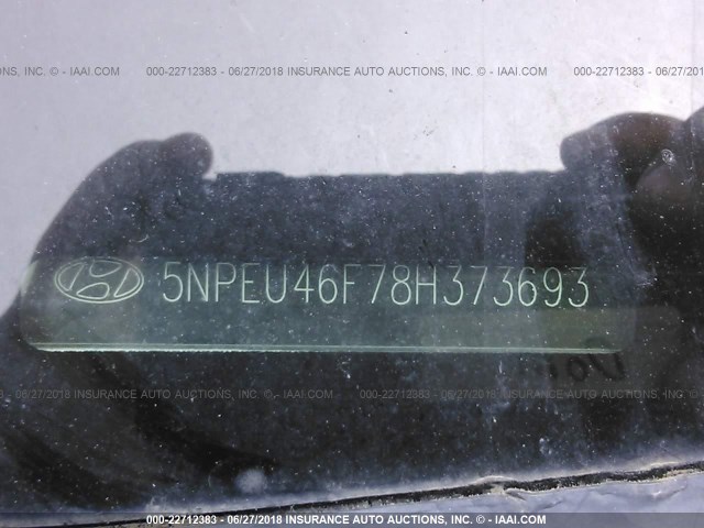 5NPEU46F78H373693 - 2008 HYUNDAI SONATA SE/LIMITED SILVER photo 9