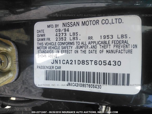 JN1CA21D8ST605430 - 1995 NISSAN MAXIMA GLE/GXE/SE GREEN photo 9