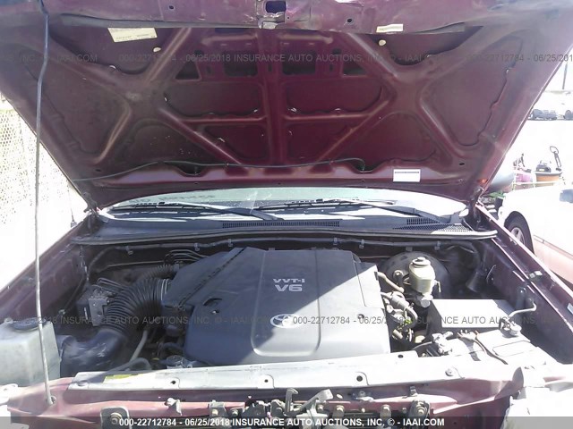 5TETU62N55Z069478 - 2005 TOYOTA TACOMA PRERUNNER ACCESS CAB RED photo 10