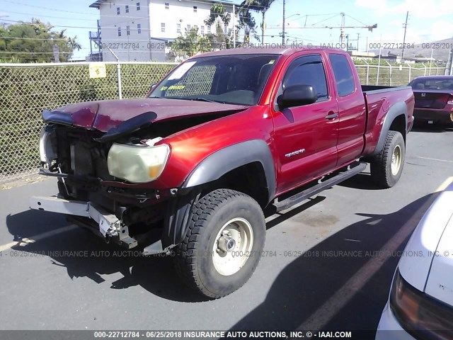 5TETU62N55Z069478 - 2005 TOYOTA TACOMA PRERUNNER ACCESS CAB RED photo 2