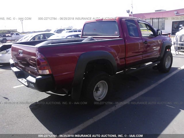 5TETU62N55Z069478 - 2005 TOYOTA TACOMA PRERUNNER ACCESS CAB RED photo 4