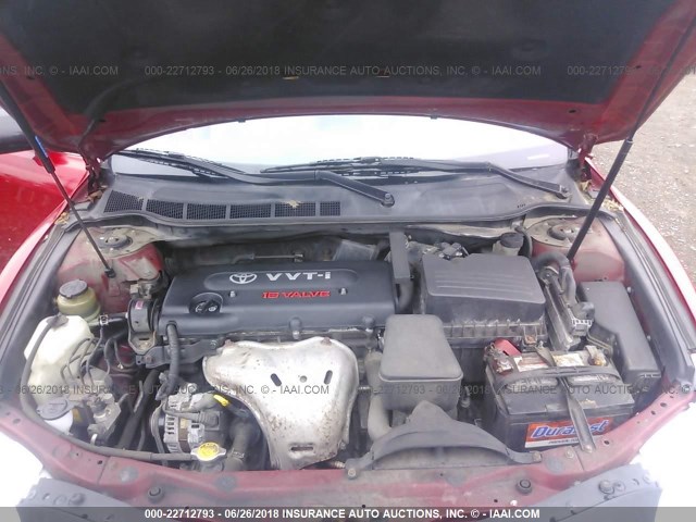 JTNBE46K673102353 - 2007 TOYOTA CAMRY NEW GENERAT CE/LE/XLE/SE RED photo 10