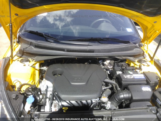 KMHTC6AD6HU324708 - 2017 HYUNDAI VELOSTER YELLOW photo 10