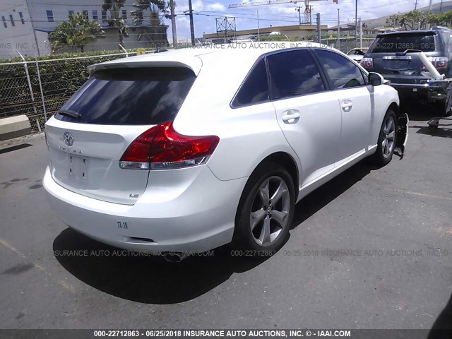 4T3ZK3BB5CU049406 - 2012 TOYOTA VENZA LE/XLE/LIMITED WHITE photo 4