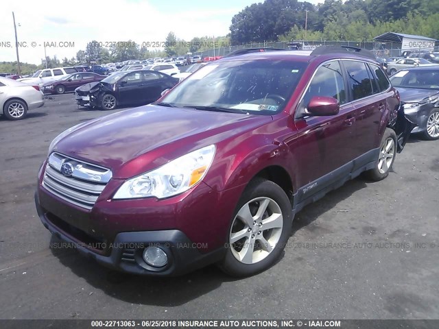 4S4BRBCCXD1299640 - 2013 SUBARU OUTBACK 2.5I PREMIUM RED photo 2