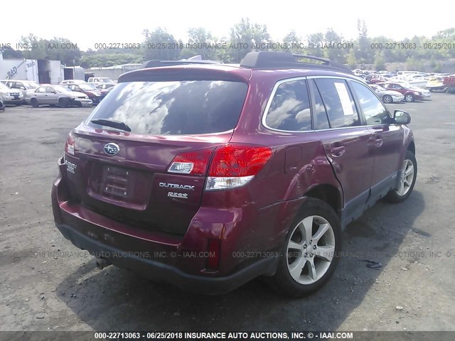 4S4BRBCCXD1299640 - 2013 SUBARU OUTBACK 2.5I PREMIUM RED photo 4