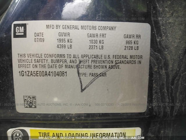 1G1ZA5E00A4104081 - 2010 CHEVROLET MALIBU LS Mavi foto 9