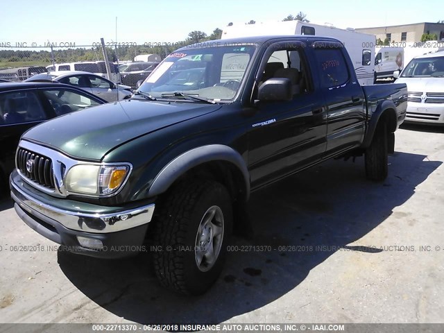 5TEHN72N12Z032464 - 2002 TOYOTA TACOMA DOUBLE CAB GREEN photo 2