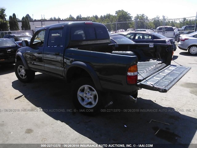 5TEHN72N12Z032464 - 2002 TOYOTA TACOMA DOUBLE CAB GREEN photo 3