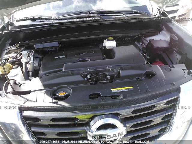 5N1DR2MN1HC642595 - 2017 NISSAN PATHFINDER S/SV/SL/PLATINUM SILVER photo 10