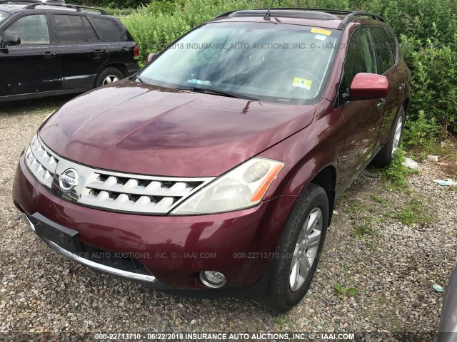 JN8AZ08W47W659150 - 2007 NISSAN MURANO SL/SE/S BURGUNDY photo 2