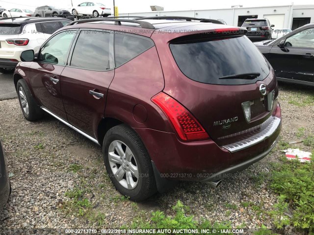 JN8AZ08W47W659150 - 2007 NISSAN MURANO SL/SE/S BURGUNDY photo 3