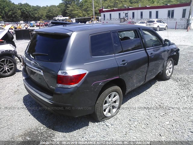 5TDBK3EH1CS170355 - 2012 TOYOTA HIGHLANDER SE GRAY photo 4