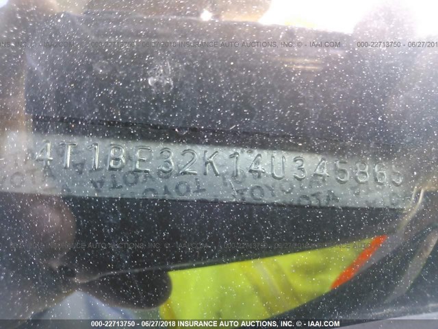 4T1BE32K14U345865 - 2004 TOYOTA CAMRY LE/XLE/SE 黑色 照片 9