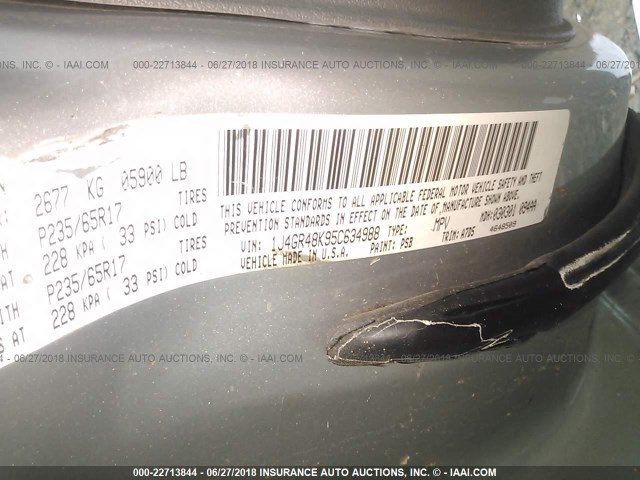 1J4GR48K95C634988 - 2005 JEEP GRAND CHEROKEE LAREDO/COLUMBIA/FREEDOM 银色 照片 9