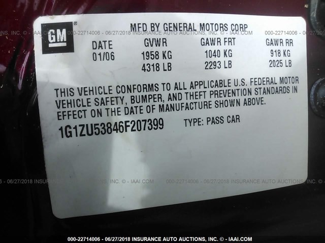 1G1ZU53846F207399 - 2006 CHEVROLET MALIBU LTZ 红色 照片 9