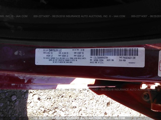 1C3LC56B09N543704 - 2009 CHRYSLER SEBRING TOURING/LIMITED RED photo 9