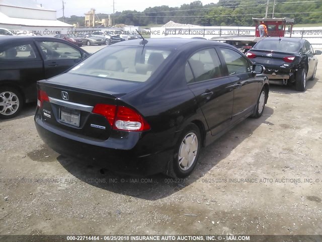 JHMFA36279S013233 - 2009 HONDA CIVIC HYBRID BLACK photo 4